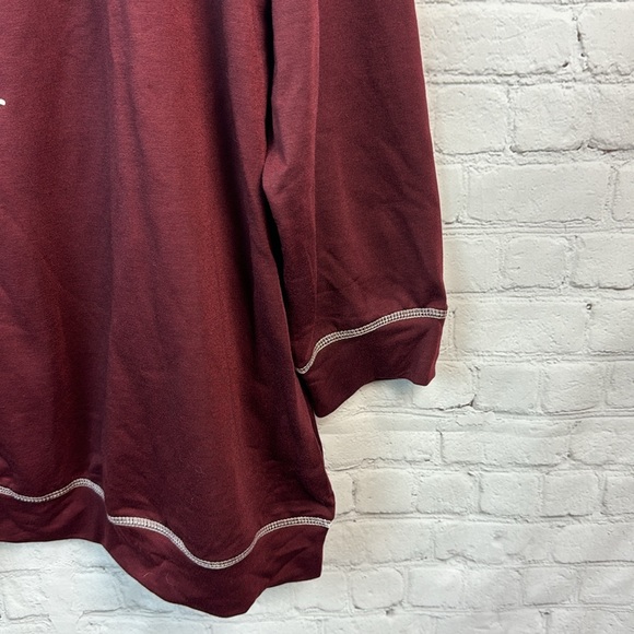 BloomChic Burgundy Happy Graphic Lightweight Sweatshirt Plus Size 3X - Picture 4 of 7
